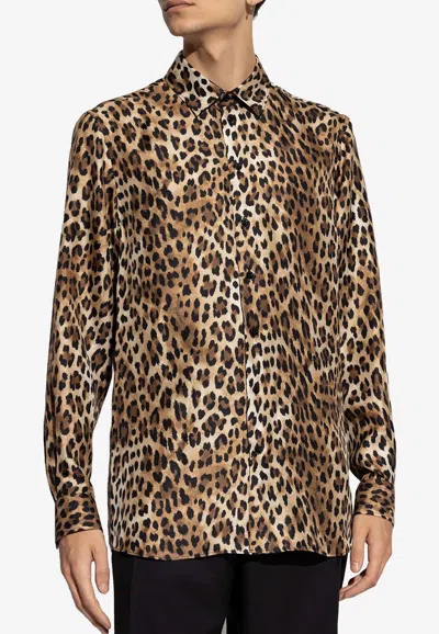 Moschino Leopard-print Shirt In Multicolor