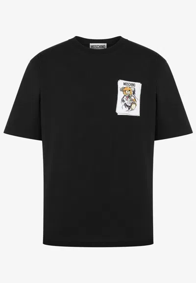 Moschino Crew Neck Graphic T-shirt With Short Sleeves In Black