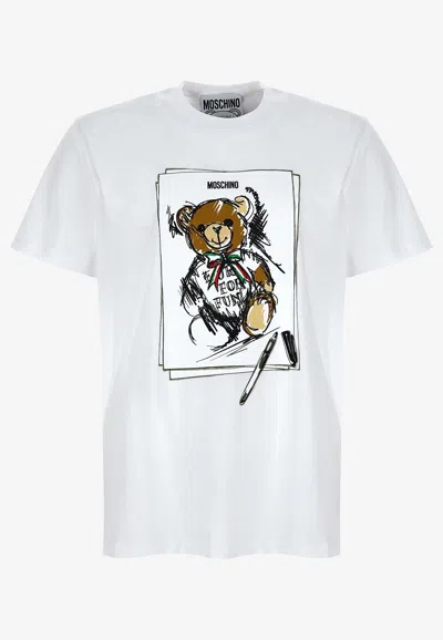 Moschino Teddy Bear Logo T-shirt In White