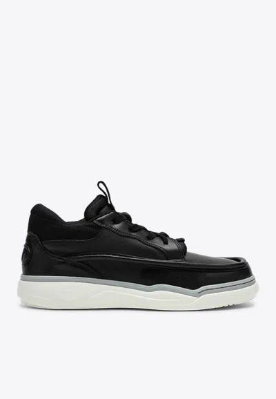 Valentino Garavani Hybrid Rainboot Leather Sneakers With Signature Branding In Black
