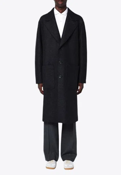 Harris Wharf London Single Breasted Wool Coat In Gray