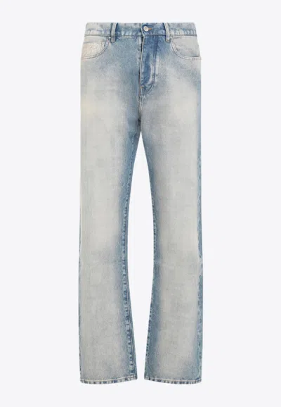 Amiri Stack Distressed Slim-leg Jeans In Blue