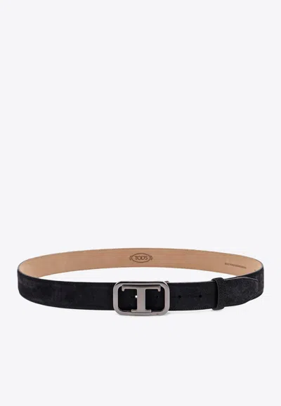 TOD'S T MONOGRAM SUEDE BELT 