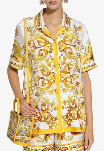 Dolce & Gabbana Majolica Short-sleeved Shirt In Yellow