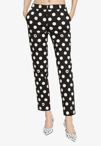 Dolce & Gabbana Polka Dot Casual Pants In Black