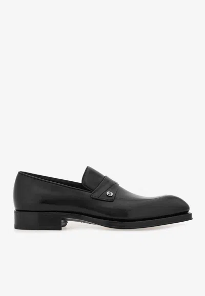 Ferragamo Tramezza Leather Loafers In Black