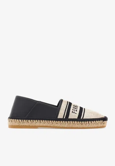 Ferragamo Jacquard Canvas Casual Shoes In Black