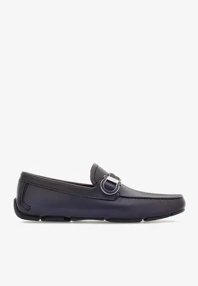 Ferragamo Man Loafers Midnight Blue Size 6.5 Soft Leather In Blue