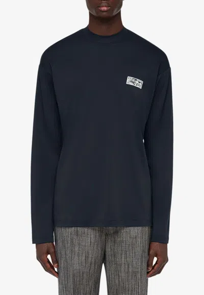 Ferragamo Logo Long-sleeved T-shirt In Black