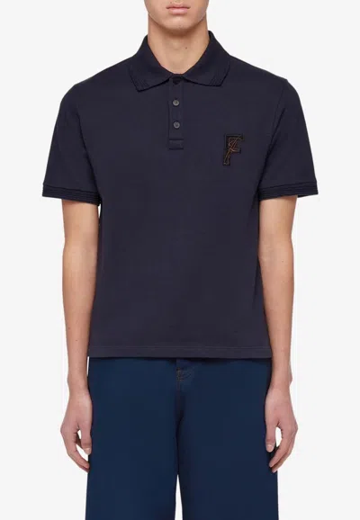 Ferragamo Logo Short-sleeved Polo T-shirt In Blue