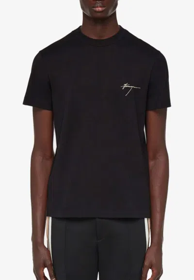 Ferragamo Organic Cotton Sporty T-shirt In Black
