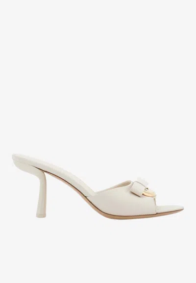 Ferragamo Drop Bow Decorative High-heeled Sandals In Cream