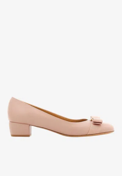 Ferragamo Vara 30 Nappa Leather Pumps In Pink