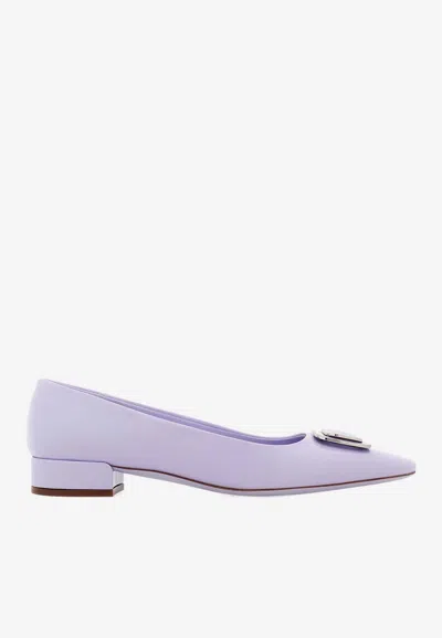 Ferragamo Vara Plate Ballet Shoes In Lavender