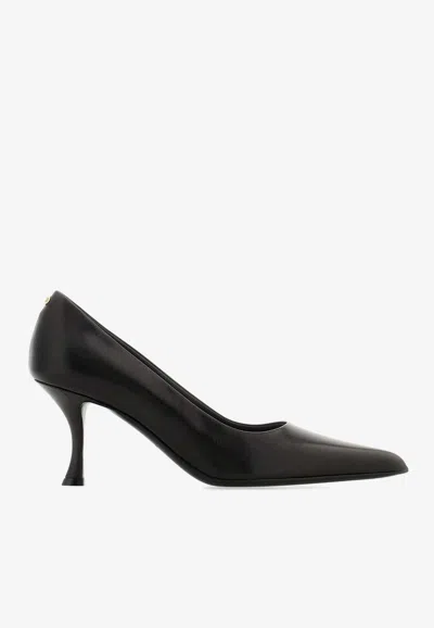 Ferragamo Elydea 70 Pointed Leather Pumps In Black
