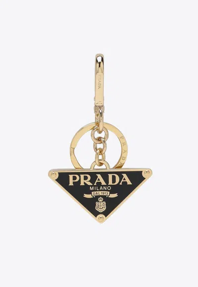 Prada Saffiano Leather And Metal Keychain In Multicolor
