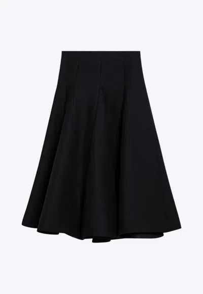 Valentino Crepe Couture Wool-blend Midi Skirt In Black