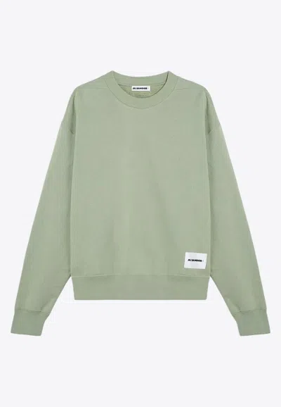 Jil Sander Logo-patch Crewneck Sweatshirt In Green