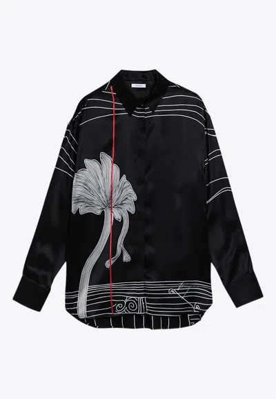 Ferragamo Black Silk Satin Shirt In Black