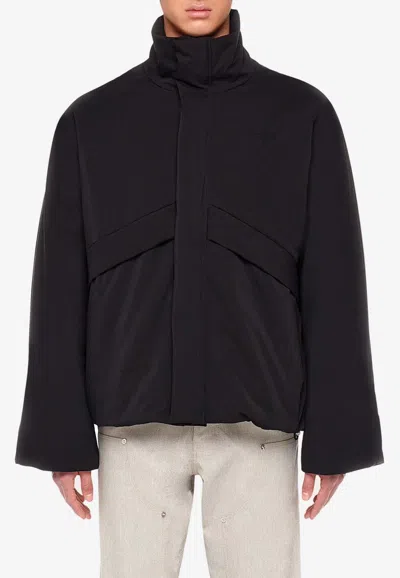 Ferragamo Black High Neck Padded Jacket In Black