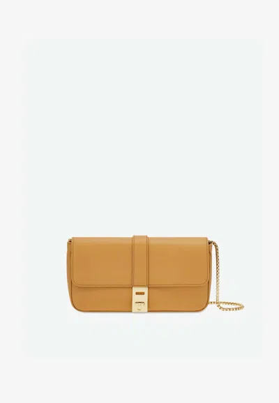 Ferragamo Mini Arch Calf Leather Crossbody Bag In Camel