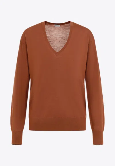 Dries Van Noten Tuomas Pullover In Fine Merino Wool In Brown