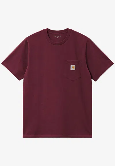 Carhartt Work In Progress Logo Pocket T-shirt In Burgundy