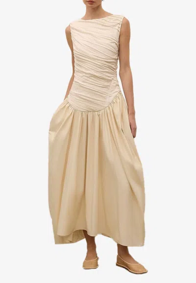 Abadia Ora Draped Maxi Dress In Cream