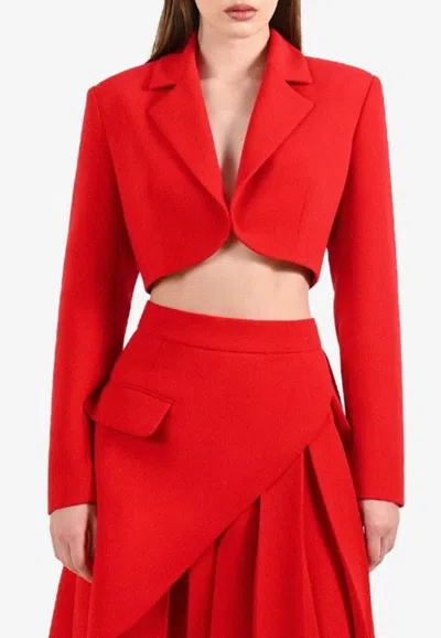 Dalood Cropped Tailored Blazer In Red