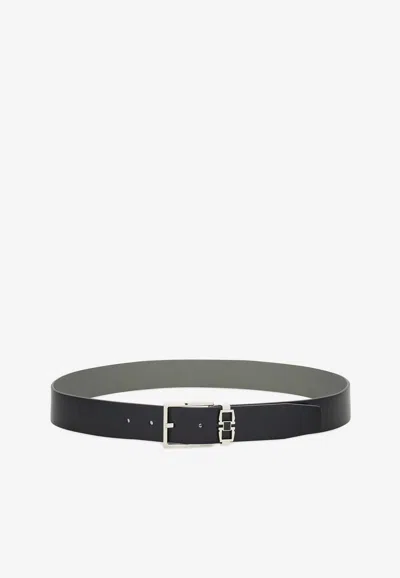 Ferragamo Reversible Leather Buckled Belt In Black