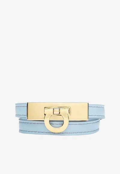 Ferragamo Gancini Double Twist Bracelet In Sky Blue