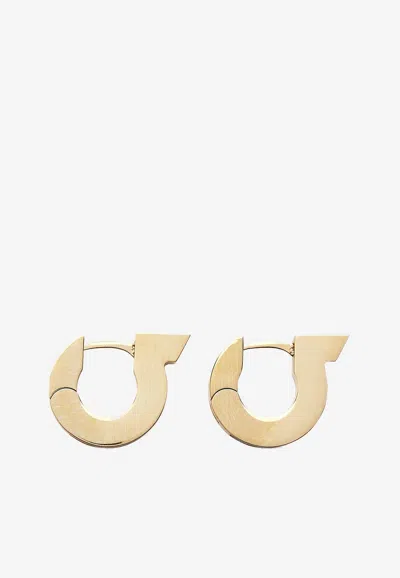Ferragamo Gancini Crystal Hoop Earrings In Gold