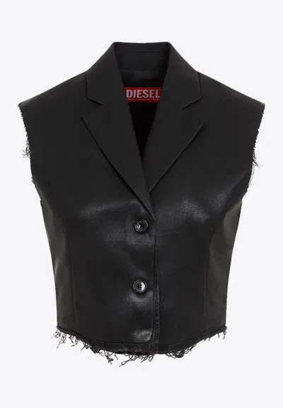Diesel Chic Waistcoat With Luxurious Polyester And Virgin Wool Blend And Trendy Frayed Edges In Black