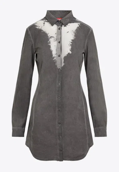 Diesel Abstract Print Asymmetric Hem Dress In Gray