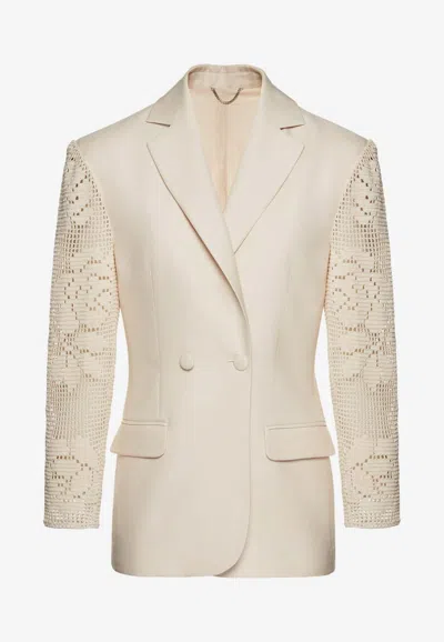 Magda Butrym Lace Crochet Hourglass Blazer In Neutral