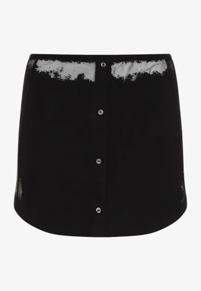Diesel High-waisted Mini Skirt Unique Pattern In Black