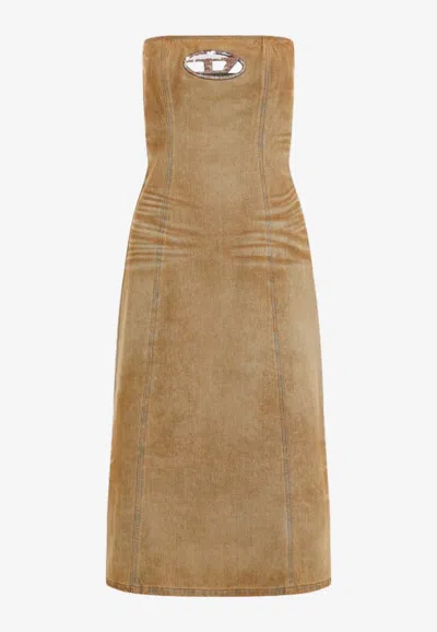 Diesel Brown De-vildress-fsf Cotton Midi Dress In Brown