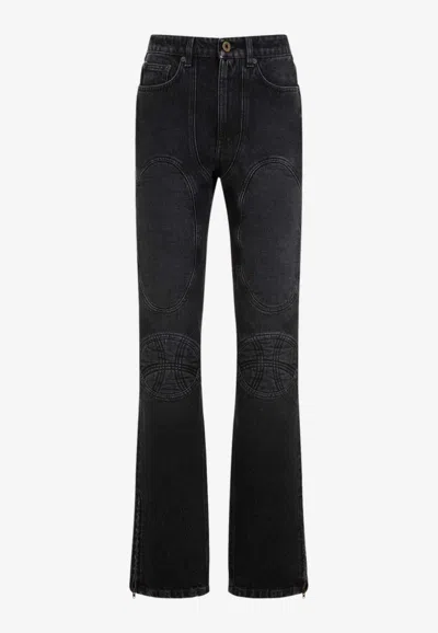 Jean Paul Gaultier Jeans With Padded Inlays And Lace-up In Black