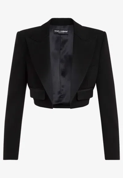 Dolce & Gabbana Short Wool Crepe Jacket In Black