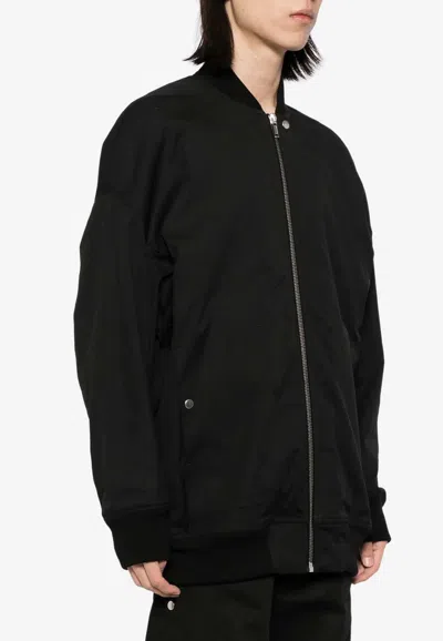 Rick Owens Oversized Flight Sweatshirt Ribbed Finish In Black