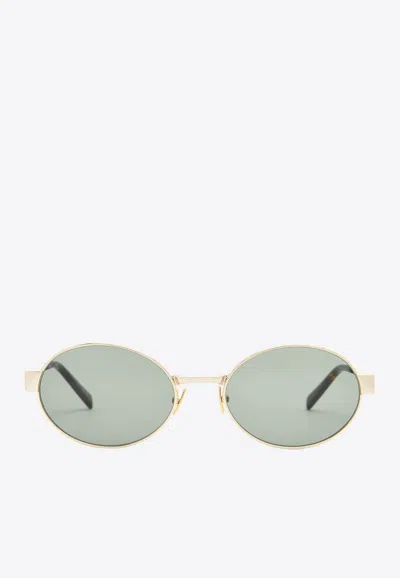 Saint Laurent Sl 692 Round-frame Sunglasses In Green
