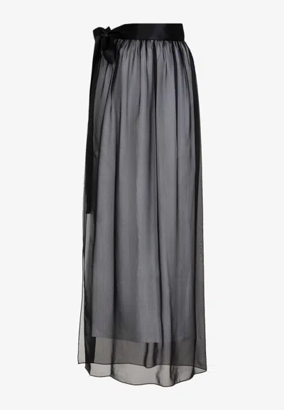 Dolce & Gabbana Belted Midi Chiffon Skirt In Black