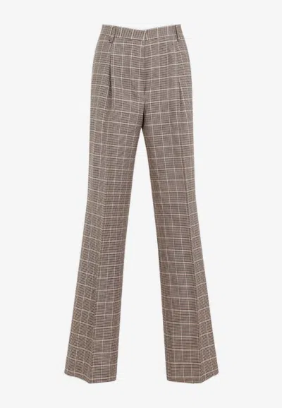 Dries Van Noten Portia Checked Pants In Beige