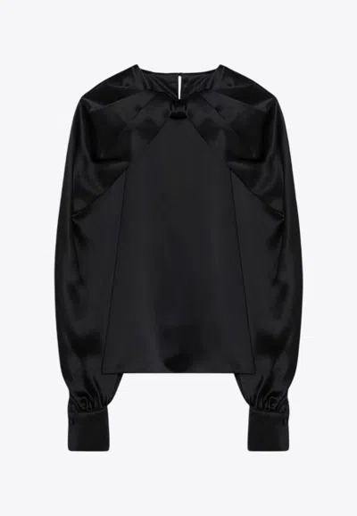 Max Mara Key Satin Blouse In Black