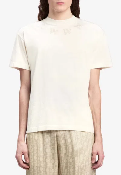 Palm Angels Statement Monogram Print T-shirt In White