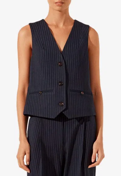 Shona Joy Hayden Pinstriped Oversized Vest In Navy