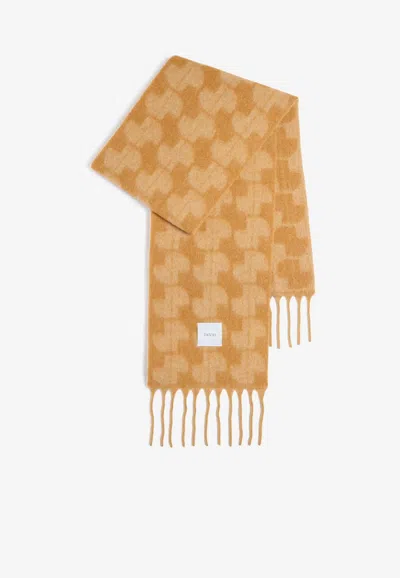 Patou Jp Monogram Wool-blend Scarf In Biscuit
