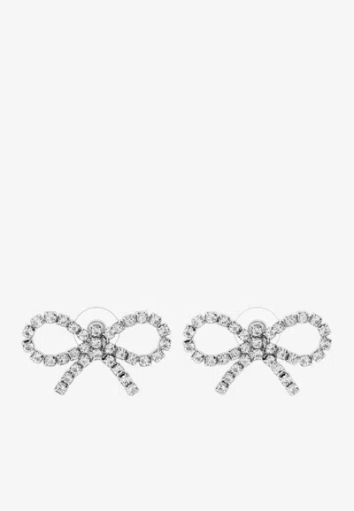 Self-portrait Micro Bow Earrings In Silver