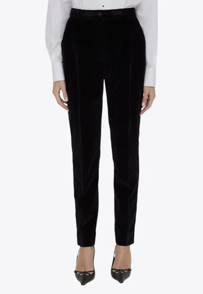 Dolce & Gabbana Pleated Wool-blend Gabardine Straight-leg Pants In Black