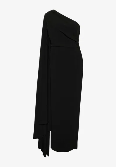 Solace London Daria One-shoulder Gown In Black